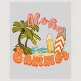 Aloha Spirit Surfboard and Palm Ready to Press DTF Transfer